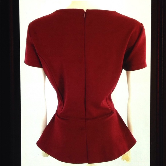 New York & Co Peplum Cap Sleeve Zip Back Lined Top - Picture 2 of 8